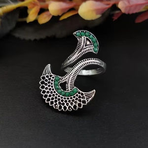 Anillo de latón de plata antigua ajustable Joyería de plata para niñas Plateado Réplica Piedra Trabajo Anillos de tamaño libre - Product Image 1