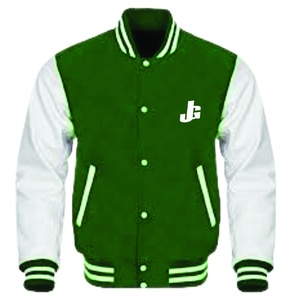 Veste varsity en laine vintage pour homme, lavée, bicolore, avec manches en cuir, respirante et chauffante - Product Image 1
