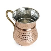 Pichet en cuivre authentique et durable, martelé à la machine, 250 ml, style campagnard vintage, avec poignée de classe Shark Anatolia, pour servir l'Ayran