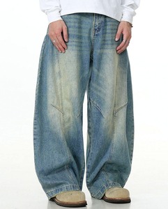 Pantalones Anchos Casuales de Alta Calidad al por Mayor, Personalizados, Estilo Urbano, Lavados, 100% Algodón, Jeans Holgados para Hombre - Product Image 3