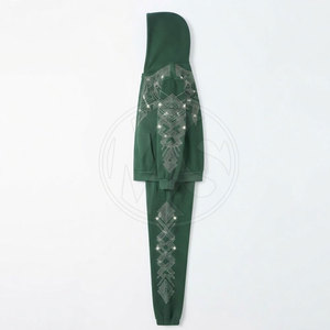 MASSEE SPORTS Breathable Heavy Duty Rhinestone Fleece Tracksuits <b>Winter</b> <b>Wear</b> <b>Men</b> Plus Size Windproof Eco-Friendly Hooded - Product Image 3