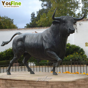 Sculpture de <span class=keywords><strong>taureau</strong></span> en bronze, statue d'animal en métal grandeur nature, décoration de parc extérieur YOUFINE - Product Image 2