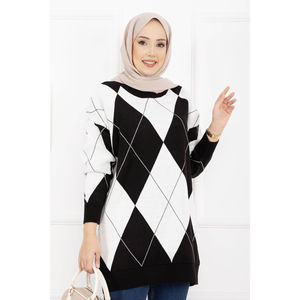 เสื้อสเวตเตอร์ถักลายบาคลาวาแบบลำลองสีดำสำหรับฤดูใบไม้ร่วง - Product Image 2