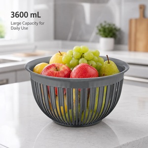 Transparent PP <b>Plastic</b> Non-Toxic Dishwasher Safe Eco-Friendly Fruit Bowl 3.6L for Salad Vegetable Serving <b>Kitchen</b> and Retail Use - Product Image 3