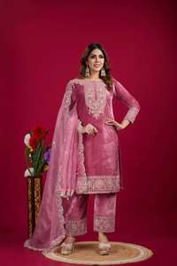 วิสโก้ผ้าไหมกำมะหยี่สำหรับปาร์ตี้พิเศษสไตล์ปากีสถาน Kameez ปักลายเรียงตามลำดับจากอินเดีย - Product Image 3