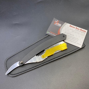 Maquinilla de afeitar recta de peluquero profesional de alta calidad de acero inoxidable con hoja única reemplazable y logotipo personalizado - Product Image 4