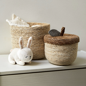 Handwoven <b>Seagrass</b> Storage <b>Basket</b> with Lid Apple Shape Decorative Woven Organizer Eco Friendly Natural <b>Basket</b> - Product Image 6