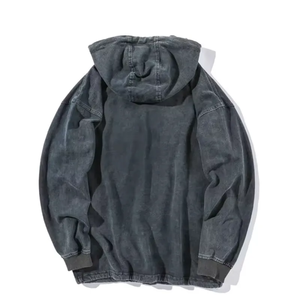 Basics Custom <b>Black</b> French Terry Faded <b>Hoodie</b> Patchwork Oversized Blank Cropped Boxy <b>Men</b> Sun Faded Acid Wash <b>Hoodie</b> - Product Image 5