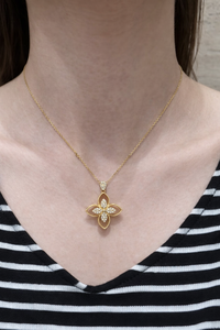 Lab Grown Diamond Floral Grace Diamond Pendant <b>Necklace</b> in 18K Pure Solid <b>Gold</b> Elegant Flower Design Fine Jewelry for Women Gift - Product Image 4