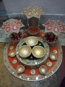 2025 Mehndi mariage Thaal pour assiettes cadeaux panier fait maison plateau de mariage Top vente Mehndi décoration panier OEM entretenu - Product Image 3