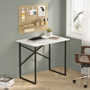 Table de bureau moderne industrielle pour la maison, en bois brun noisette et noir avec structure métallique, idéale pour les petits espaces, bureau d'ordinateur et de jeu - Product Image 2