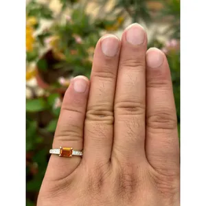 Natural Baguette Citrine <b>Ring</b> 925 Sterling Silver Handmade Gemstone Jewelry Wholesale Supplier - Product Image 2