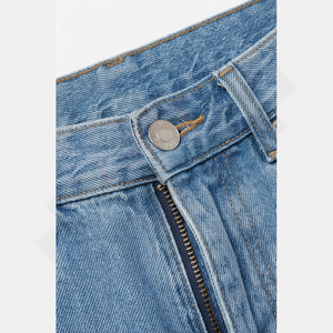 Jeans en denim stretch 100% coton pour homme Coupe droite Lavé Bouton Design personnalisé Pantalons tendance Vente en gros en vrac - Product Image 4