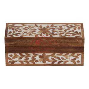 Juego de 3 Cajas de Madera Hechas a Mano con Diseño de Incrustaciones de Hueso Tallado, Organizador de Almacenamiento - Product Image 5