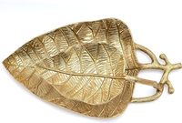 Bandeja para Servir Frutos Secos de Ramadán con Diseño Maravilloso, Forma de Hoja y Estrella, Color Dorado, Metal Esmaltado, Grado Alimenticio AA, Multiusos