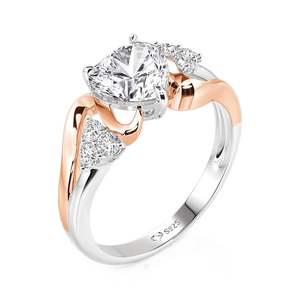 แหวนหมั้นแฟชั่นรูปหัวใจเคลือบทองสองสี Jeulia Amore - Product Image 3
