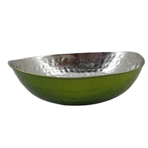 Cuenco ovalado de metal de níquel de Venta caliente, vajilla hecha a mano de Color verde y mesa sostenible embalado en cartón vendido a granel - Product Image 1