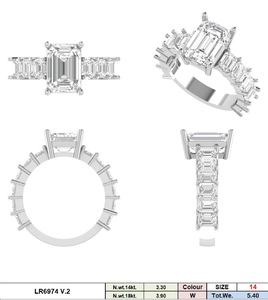 Bague de mariage classique en or 14 carats rhodié avec diamant CVD OVL taille émeraude de 5,50 carats certifié IGI, idéale pour les fêtes et les anniversaires - Product Image 6