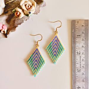 Modern Glass <b>Beads</b> Earrings with Turquoise Design and Cascading <b>Fringe</b> Unique Jewelry Gift From MS Handicraft - Product Image 2