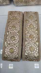 ที่กำหนดเองทำ1.5นิ้วความกว้างเครื่องปักด้วยเลื่อมเย็บปักถักร้อยและสีทองริบบิ้นและลูกไม้สำหรับชุดแต่งงาน - Product Image 6