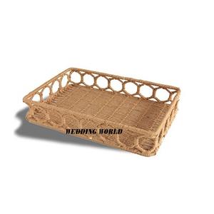 Plateau de service en rotin Rectangle fait à la main de belle qualité plateau de chocolat fantaisie écologique Top vente plateau en rotin de concepteur - Product Image 1