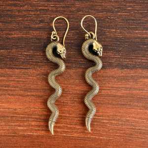 Nuevos Pendientes de Serpiente Góticos de Latón para Mujer, Acabado Antiguo, Estilo Reptil, Bohemio, Colgantes, Venta al por Mayor/OEM/ODM - Product Image 2
