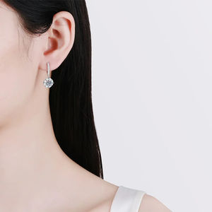 Hot Selling 925 <b>Silver</b> <b>Drop</b> <b>Earrings</b> New Trendy VVS Wedding Fine Geometric Flowers Pattern Rhodium Plated Gold Christian - Product Image 2