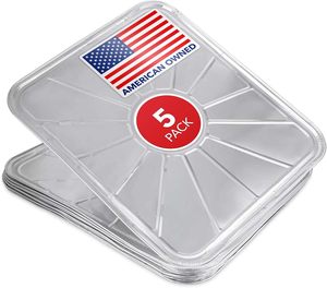 Lot de 5 doublures de four rectangulaires en papier d'aluminium jetables et égouttoir avec protection du four à gaz inférieur recyclable - Product Image 4