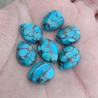 Pierres précieuses en turquoise bleue naturelle de qualité AAA+, cabochon à dos plat, taille poire calibrée, certifiées CNAS, faible MOQ, vente en gros