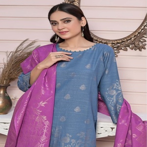 Bin Hameed Original Khaddar 3 pièces Jacquard Broshia femmes Salwar Kameez quotidien/fête porter confortable sensation ethnique indien - Product Image 4