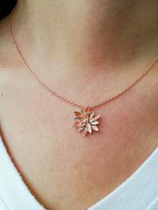 925 Sterling Silver 14k <b>Gold</b> Vermeil Lotus Flower Pendant <b>Necklace</b> Delicate Layering Minimalist Zircon Nature Inspired Gift Her - Product Image 6