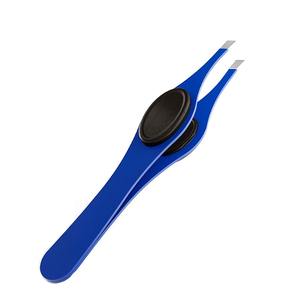 Pincettes à sourcils, 1 pièce, 3.5 ", pointe inclinée, outil de beauté en acier inoxydable, tampon pour les doigts - Product Image 1