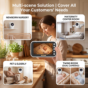 Anicebb 2026 Babyphone 4,3 pouces 720P sans fil 2,4 GHz Audio bidirectionnel Vision nocturne Détection des pleurs Batterie 2000 mAh 300 m - Product Image 2