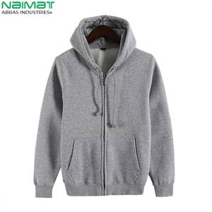 Sweat à capuche zippé 100% coton unisexe avec logo personnalisé veste vierge lourde pour hommes saison d'hiver en polyester teint uni/coton - Product Image 5