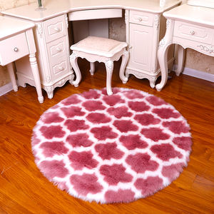 Alfombra Redonda de Felpa Suave Personalizada de 5-6 mm, Alfombra de Lana de Seda con Patrón Geométrico para Decoración Moderna del Hogar - Sala de Estar, Dormitorio - Product Image 2