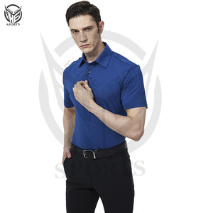 Golf de hombre personalizable de la mejor calidad para Polos de manga corta y patrón sólido hecho de tela de punto con logotipo de marca propia - Product Image 5