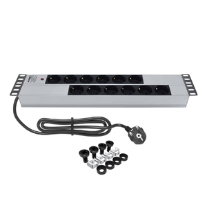 19 Inch 12 Way 2U German <b>Socket</b> Power Indicator <b>Light</b> Rack Mount PDU Aluminum Power Distribution Unit High Quality Schuko - Product Image 1