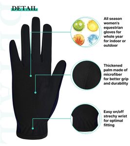 Premium <b>Ladies</b> Equestrian Horse Riding <b>Gloves</b> Track Fabric Synthetic <b>Leather</b> Microvision International Brand Customizable Design - Product Image 5