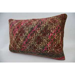 Vintage 16x24 Inch Pink Paisley Wool Patchwork Kantha <b>Pillow</b> 16x24 Inch Decorative Cushion with Woven Technique - Product Image 3