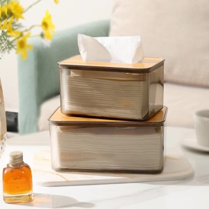 Dispensador de pañuelos transparente increíble de madera y acrílico para caja de pañuelos de sala de estar - Product Image 3