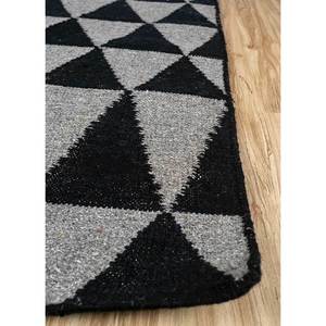 พรมลายเรขาคณิตอินดัสบาร์สีเทาและสีดำ ทอแบบแบน ทำจากขนสัตว์และวิสโคส สำหรับใช้ในบ้าน-Adwv-13004 - Product Image 4