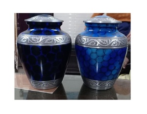 Urnes de crémation doubles de taille personnalisée pour les cendres humaines urnes de compagnon de crémation funéraire bleu violet et argent pour adultes - Product Image 1