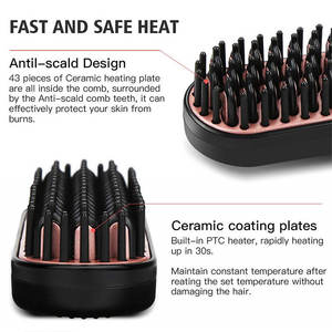 Brosse chauffante électrique professionnelle pour lisser la barbe et les cheveux, pour hommes, usage domestique ou en salon, avec fonction de coiffage, en plastique - Product Image 3