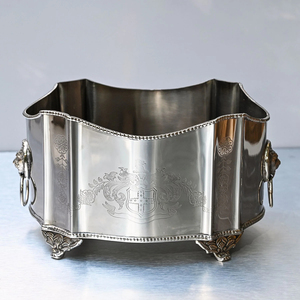 Cổ Điển Bạc Kim Loại Trồng Với Thiết Kế Chạm Khắc Thanh Lịch Trang Trí Chậu Hoa Cho Đám Cưới Nhà Văn Phòng Bảng Trung Tâm - Product Image 1