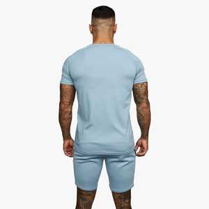 Conjunto de Camiseta y Pantalones Cortos de Poliéster 100%, Corte Ajustado, Cuello Redondo, Color Azul Bebé, Transpirable, de Algodón - Product Image 5