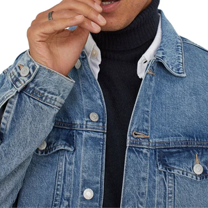 Veste en jean décontractée pour homme, couleur bleu clair tendance, nouveau design avec poches, meilleur matériau, grande taille pour veste d'hiver pour homme - Product Image 5