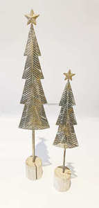 Decoración de mesa de árbol de Navidad en madera de acacia y mango con acabado chapado en oro perfecto para vajilla festiva de vacaciones - Product Image 6