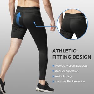 Collants Capri de compression à jambe unique personnalisés pour hommes, collants de sport à couche athlétique, pantalons de yoga et de gymnastique, leggings pour hommes, 3/4 - Product Image 4