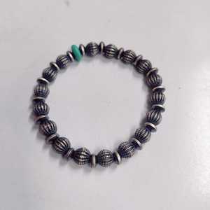 Best Seller pulsera de cuentas de plata de ley Navajo hecha a mano hermosas cuentas de turquesa azul natural cuentas de piedra hechas a mano - Product Image 1