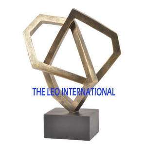 Fil d'acier Métal Base en marbre Forme unique Finition or Sculptures modernes de l'Inde Style fantaisie Accent décoratif pour la maison - Product Image 3